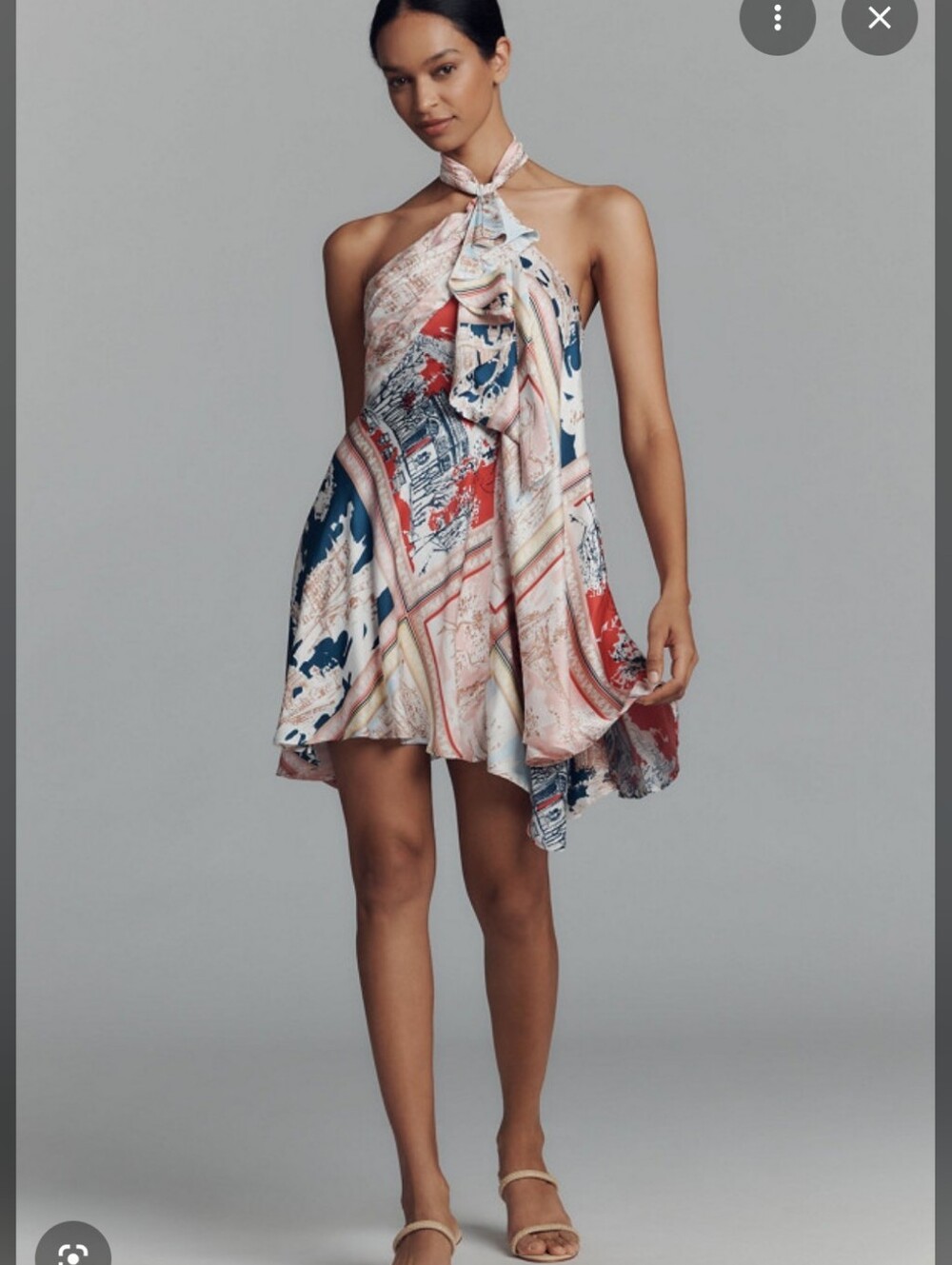 Maeve Multicolor Printed Halter Camisole with Scarf Tie